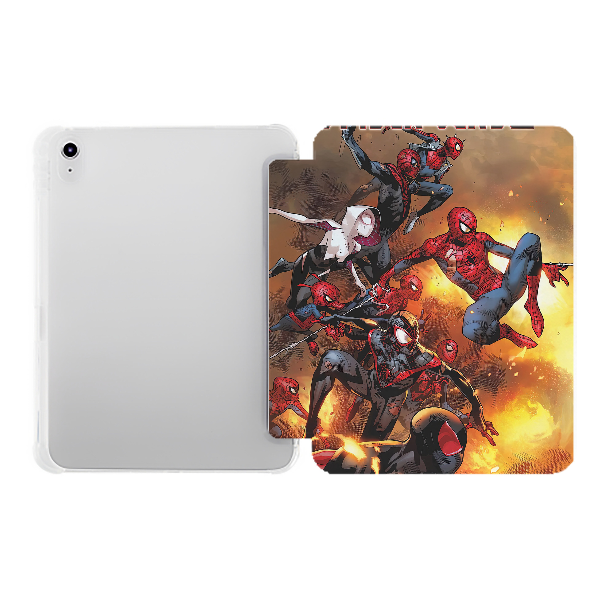 （画像用） Spider Man スパイダーマン IPad ケース ペン収納付き 三つ折りスタンド PUレザー×シリコン 対応機種9.5/10.5/10.9インチ